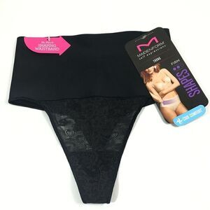 Maidenform Self Expressions Womens Firm Shapes Thong With Lace - Small Black